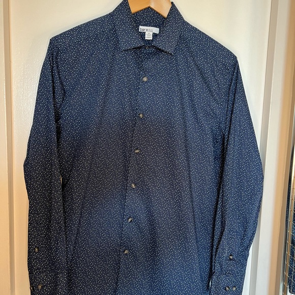 Men’s shirt. Bar III. Medium / 15-15½ / 32-33. Navy blue with microprint. - Picture 2 of 2